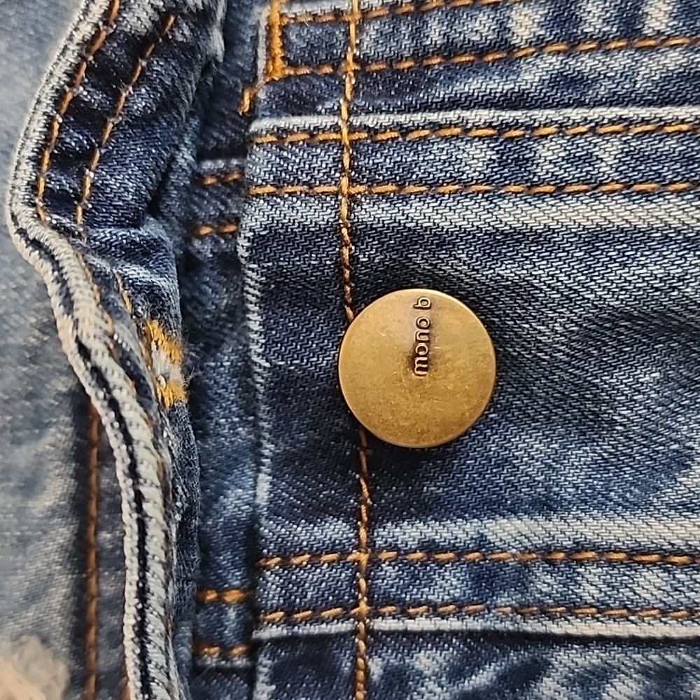 Mono B Jacket Denim Distressed Blue Size M - Picture 6 of 14